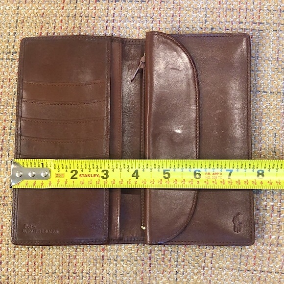 RALPH LAUREN Brown Green Tartan Plaid Multi Billfold Coin Long Bifold Wallet - Picture 17 of 17